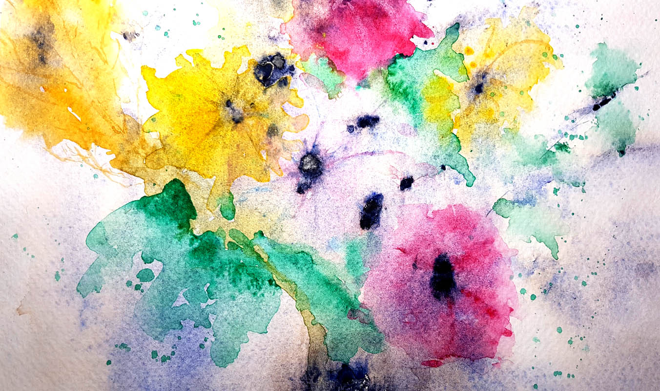 Abstract watercolour painting of flowers